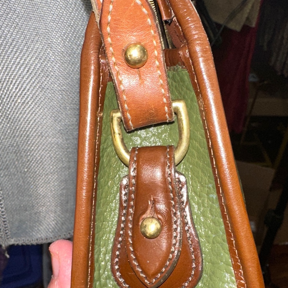 Dooney & Bourke Green and Tan Leather Crossbody Bag - Picture 10 of 15